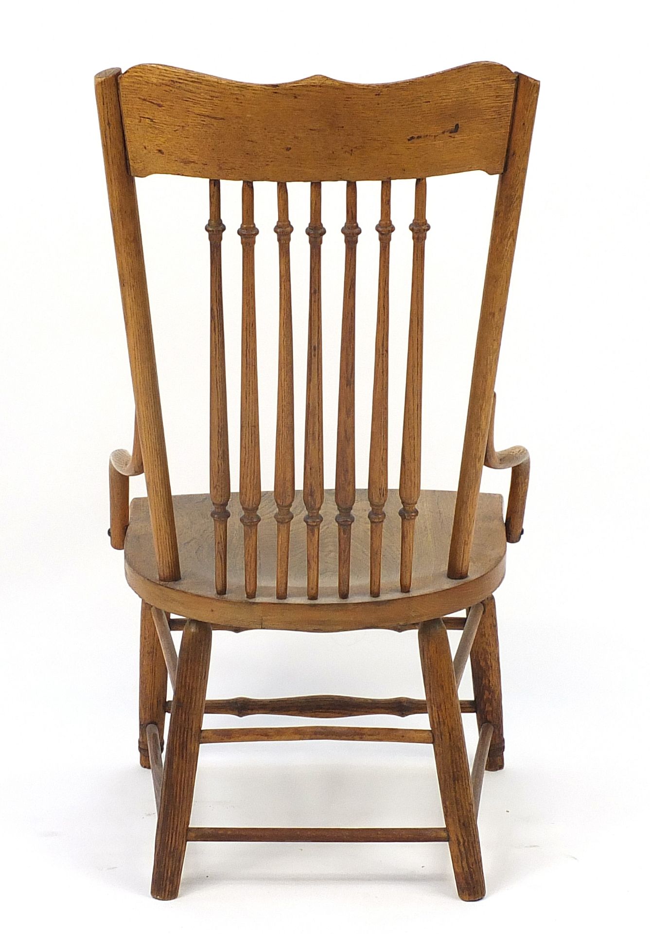 Antique elm stick back chair, 91cm high - Image 4 of 4