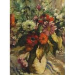 Still life flowers in a vase, Modern British oil on board, mounted and framed, 39.5cm x 29.5cm