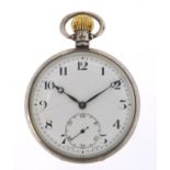 George V, gentlemen's silver open face pocket watch with subsidiary dial, hallmarked Birmingham