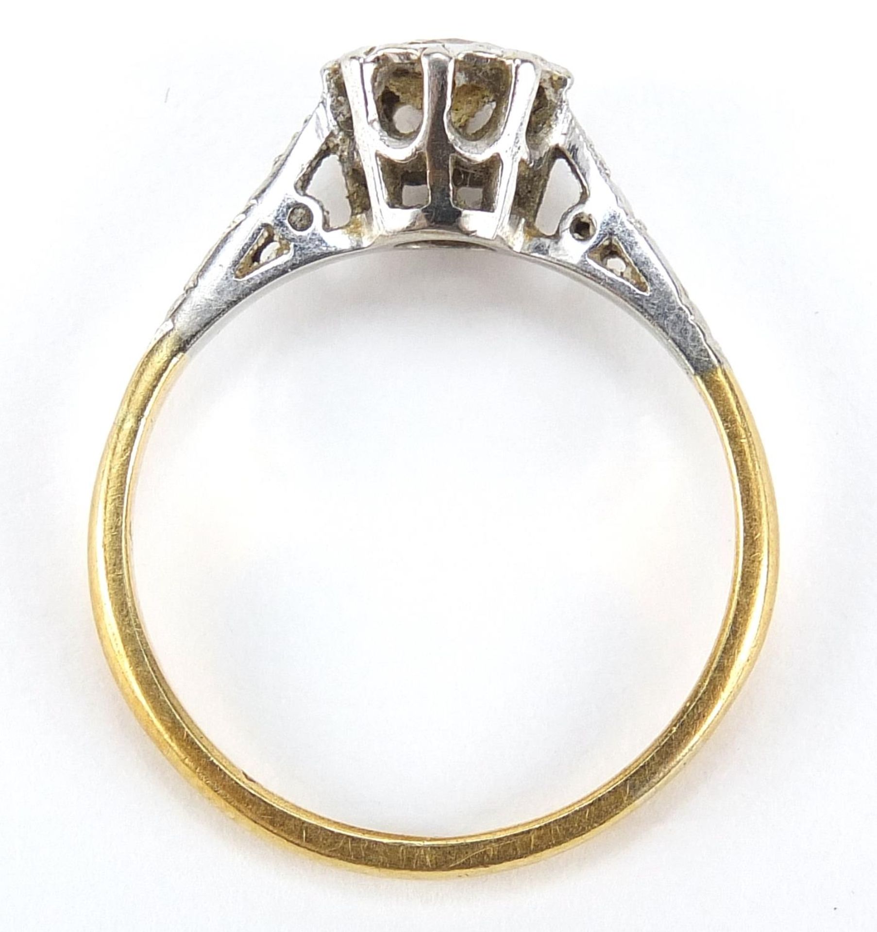 18ct gold and platinum diamond solitaire ring, the diamond approximately 4mm in diameter, size K, - Image 4 of 5