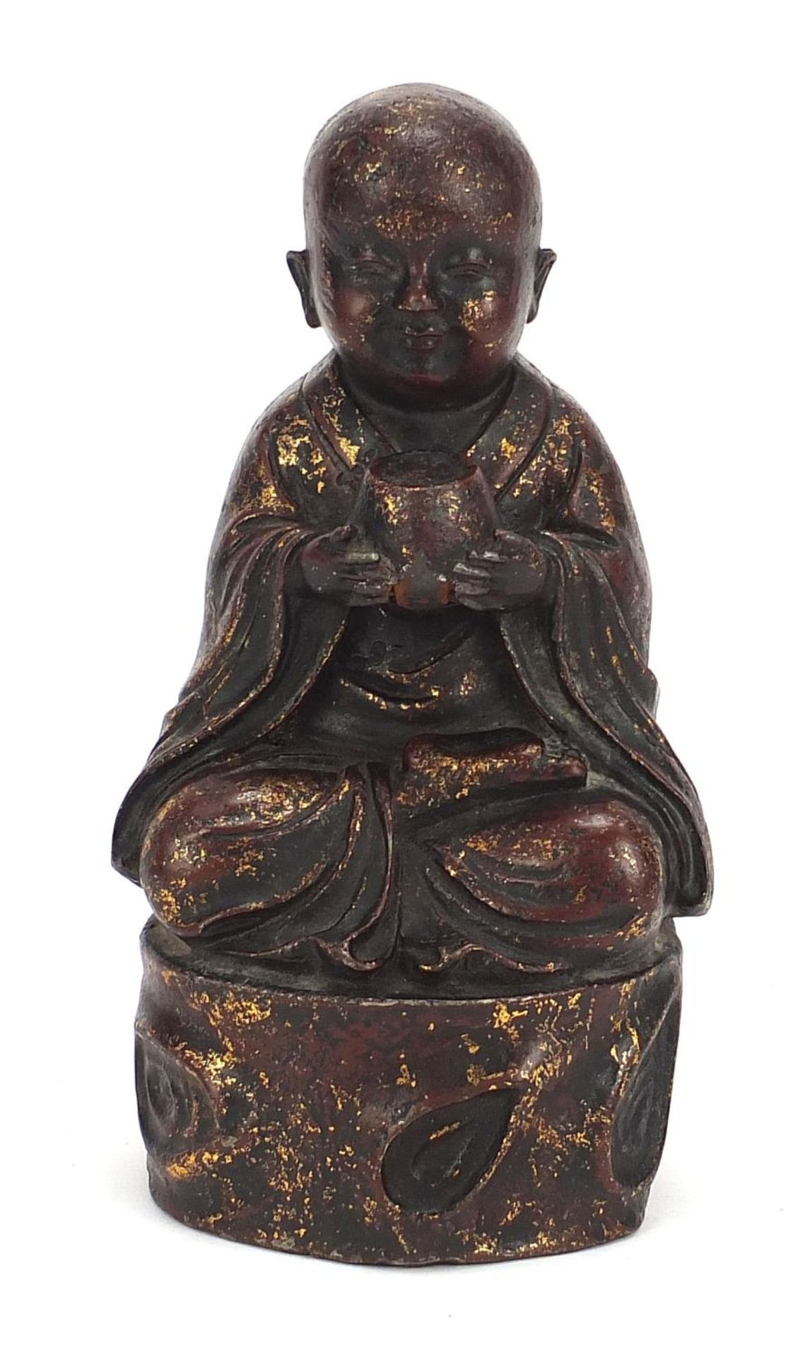 Chino Tibetan partially gilt bronze figure of young Budda, 22.5cm high :For Further Condition