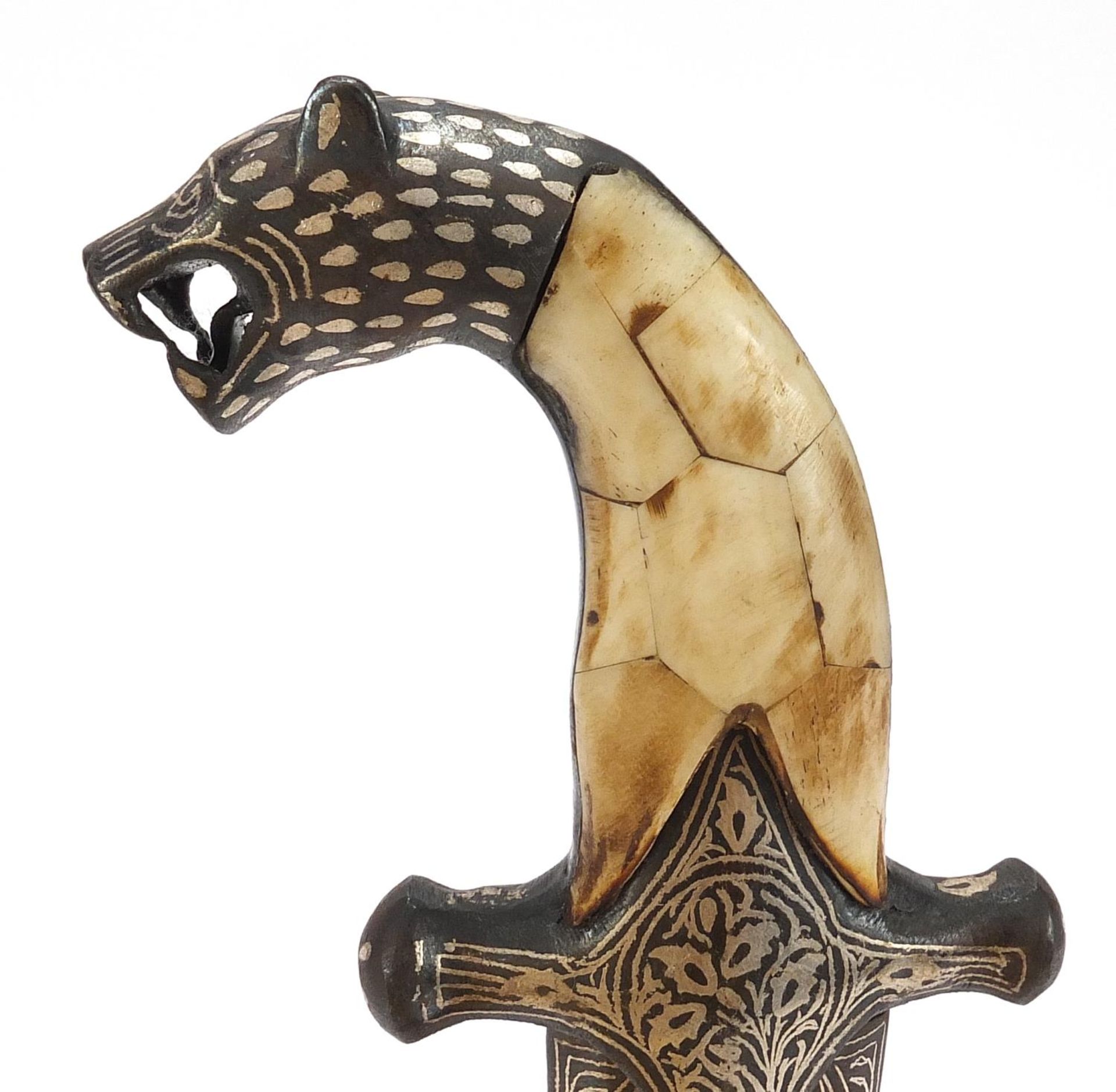 Indian Bidri ware dagger with bone handle, 30cm in length :For Further Condition Reports Please - Image 2 of 5