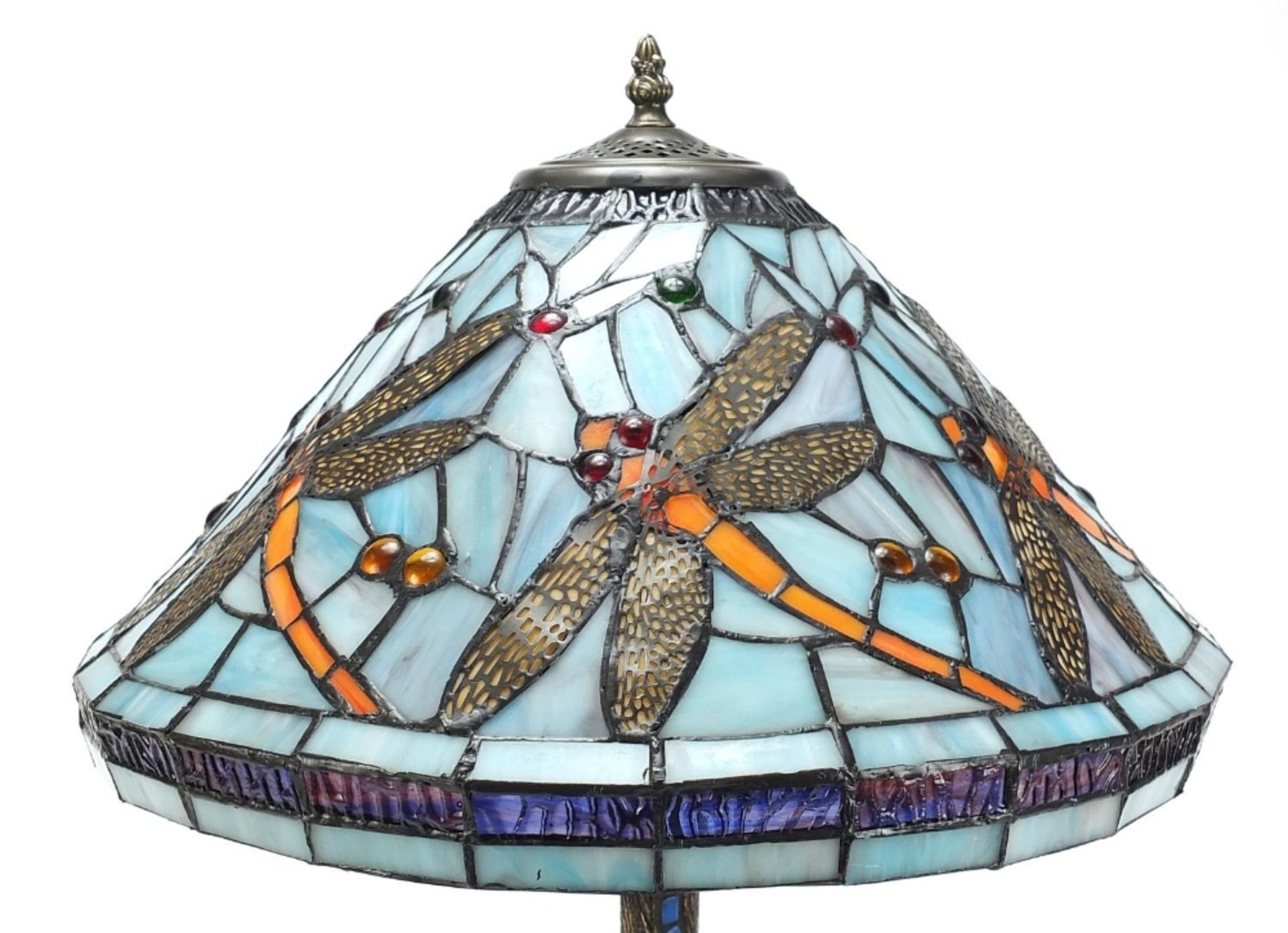 Bronzed Tiffany design table lamp with shade decorated with dragonflies, 58cm high :For Further - Image 2 of 3