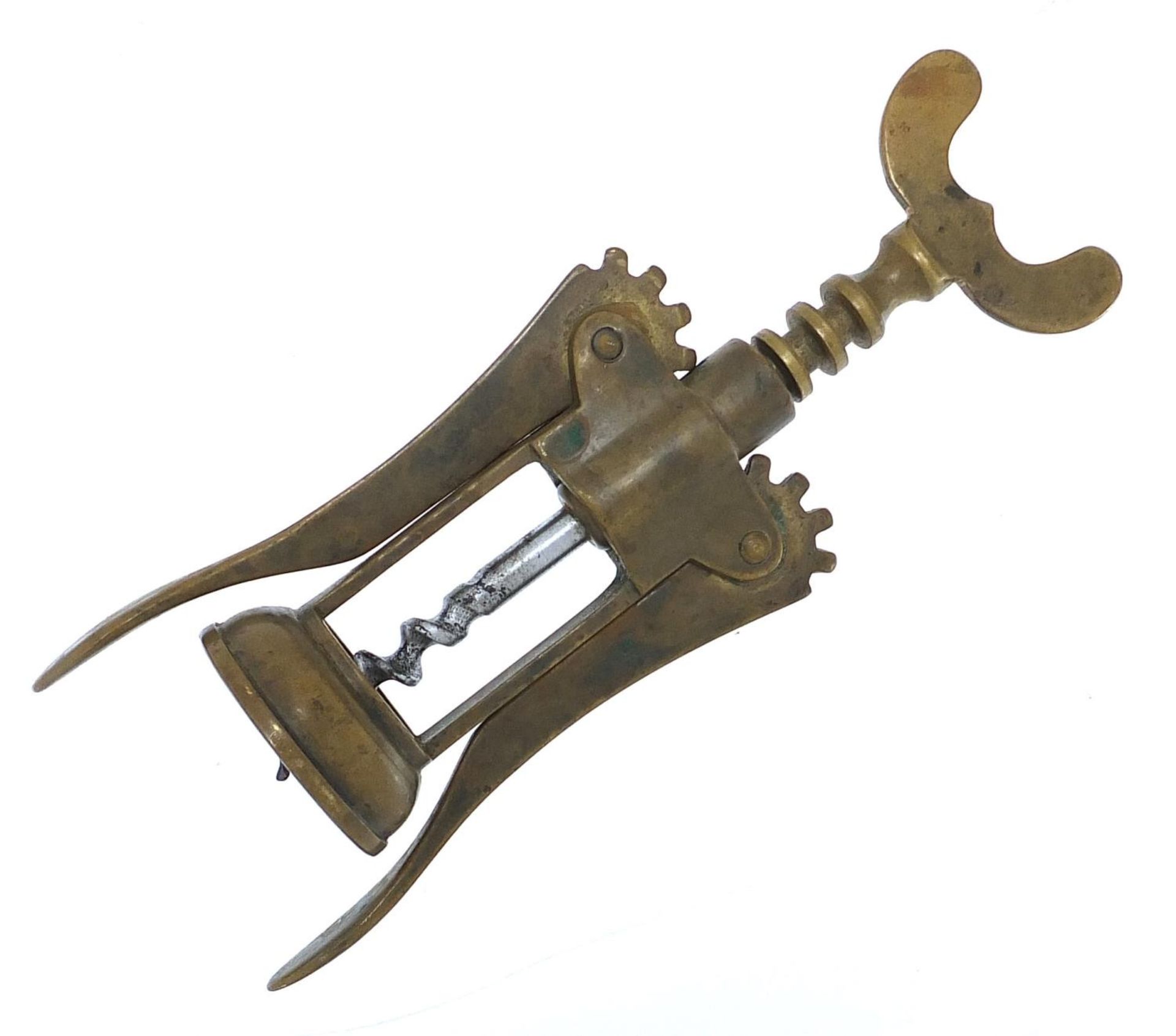 Vintage Italian brass corkscrew, 16cm high :For Further Condition Reports Please Visit Our