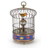 Clockwork automaton bird cage alarm clock, 20cm high :For Further Condition Reports Please Visit Our