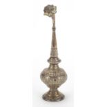 Anglo Indian unmarked silver rosewater sprinkler, 21.5cm high, 120.0g :For Further Condition Reports