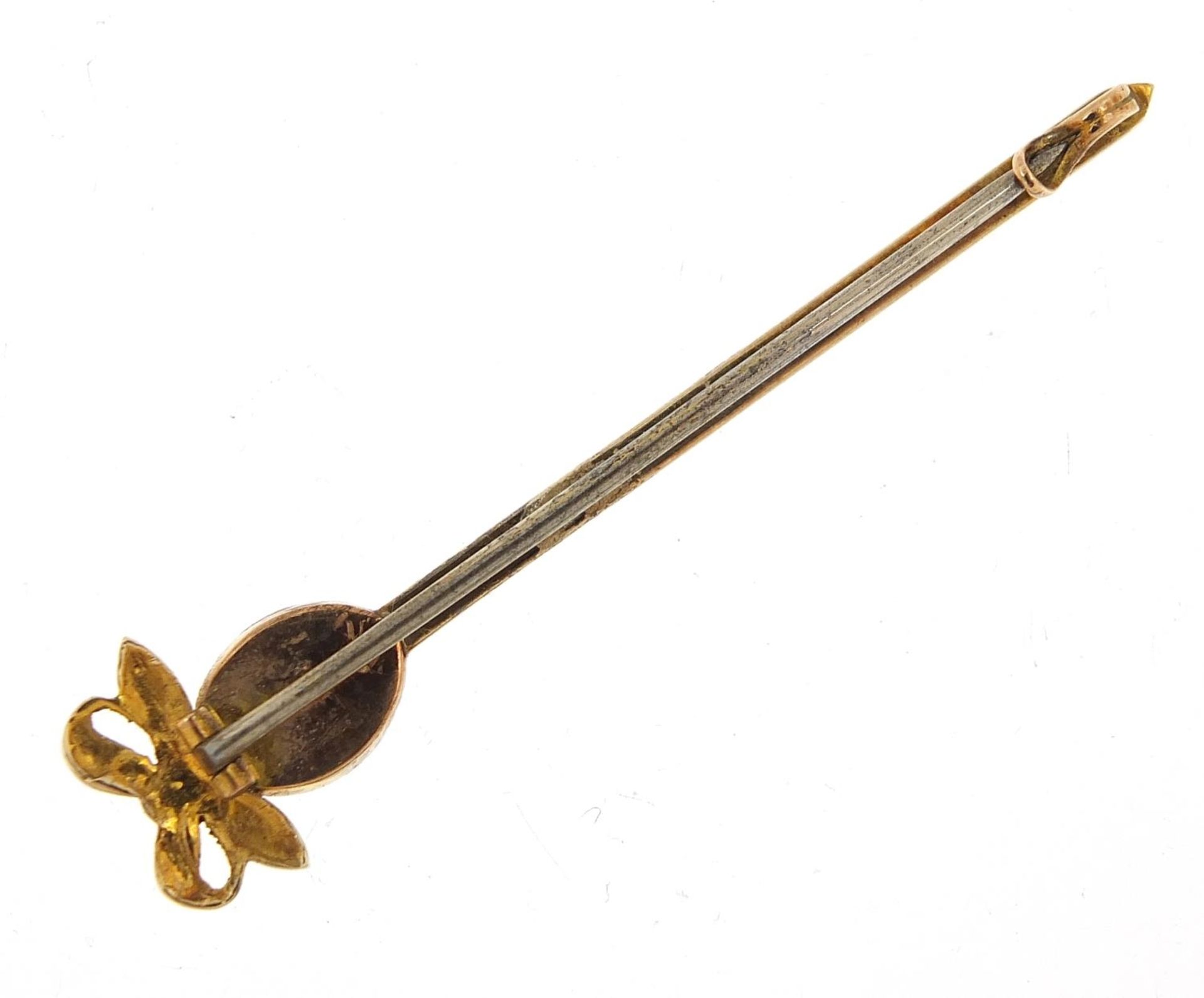Victorian unmarked gold turquoise and seed pearl bar brooch in the form of a sword, housed in an E - Bild 2 aus 4
