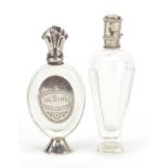Two Dutch silver mounted cut glass scent bottles, the largest 10.5cm high :For Further Condition