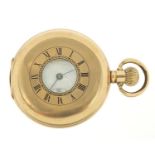Marvin, gentlemen's gold plated half hunter pocket watch with enamel dial, 50mm in diameter :For