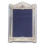 Carrs, rectangular silver easel photo frame with box, embossed with swags and flowers, Sheffield