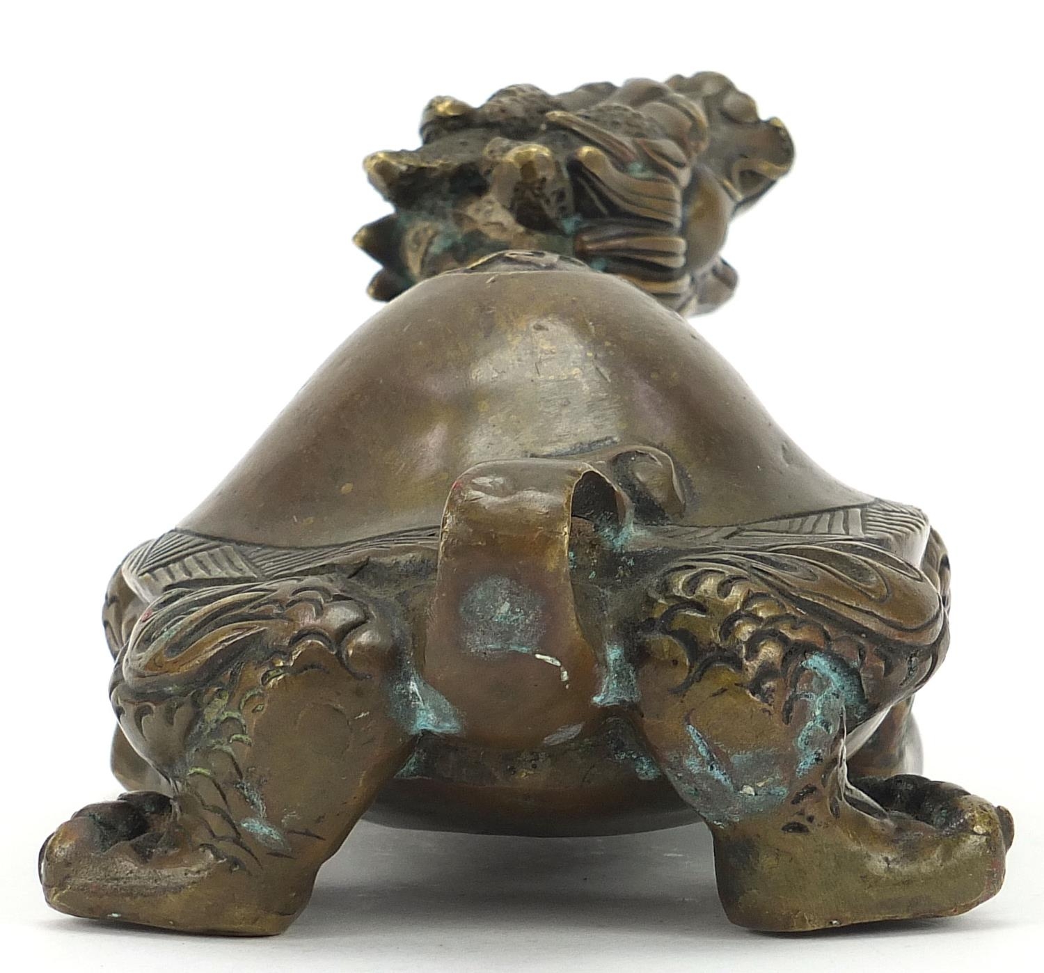 Chinese patinated bronze mythical animal, 21cm in length :For Further Condition Reports Please Visit - Image 4 of 8