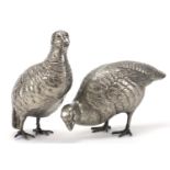 Pair of silver plated peahens, the largest 16.5cm high :For Further Condition Reports Please Visit