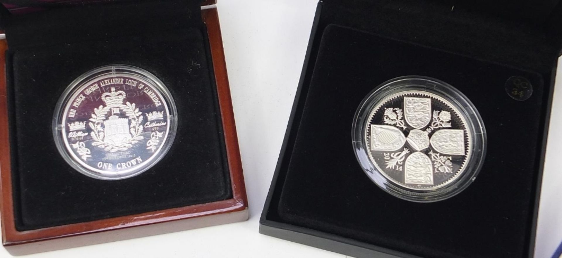Silver proof coins comprising a 2003 Piedfort three coin collection, Royal Baby Christening silver - Image 2 of 4