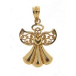 9ct gold angel pendant, 2.2cm high, 0.8g :For Further Condition Reports Please Visit Our Website,