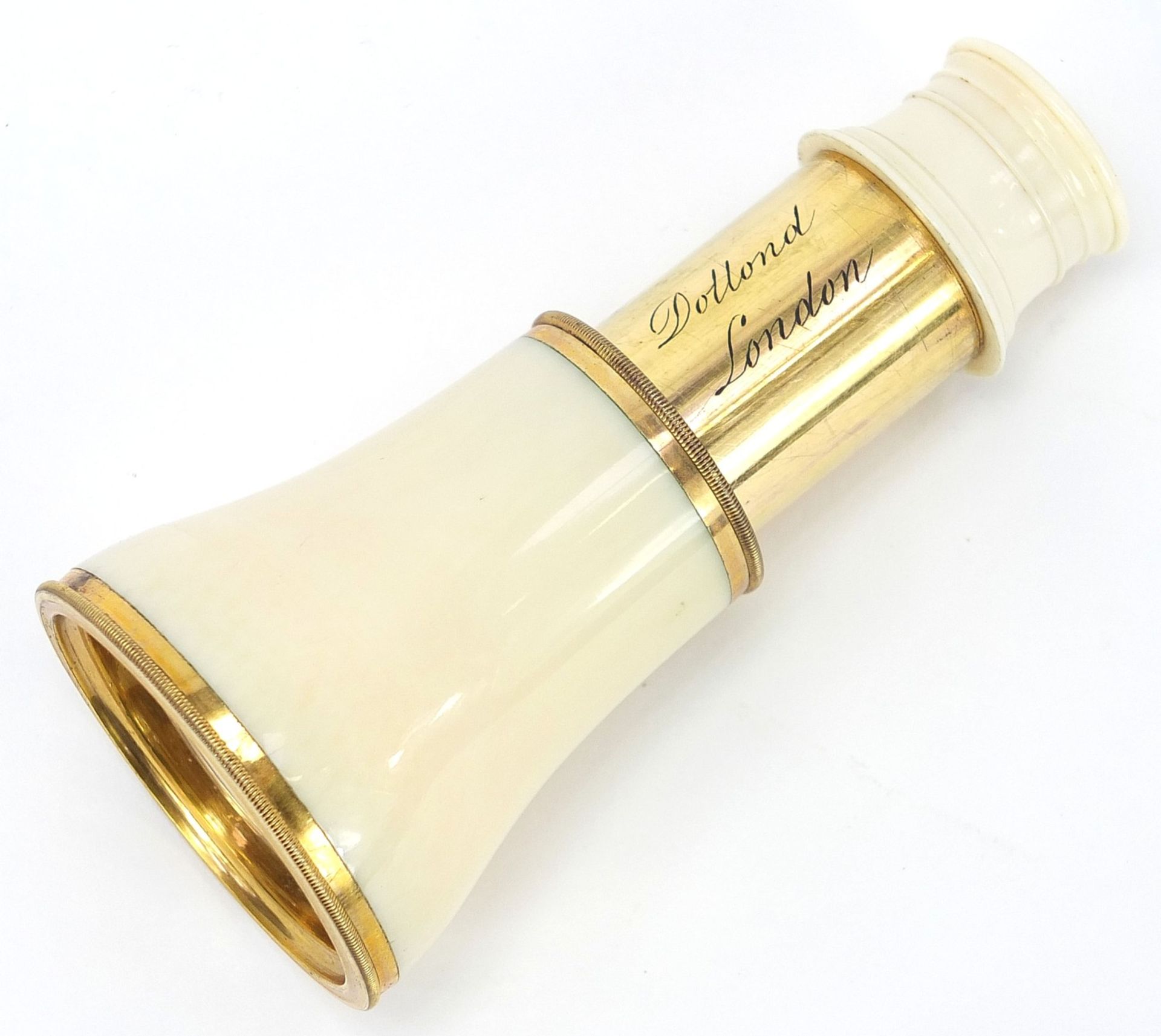 Dolland of London, early 19th century ivory and brass monocular with silk lined leather case, 6. - Image 2 of 7
