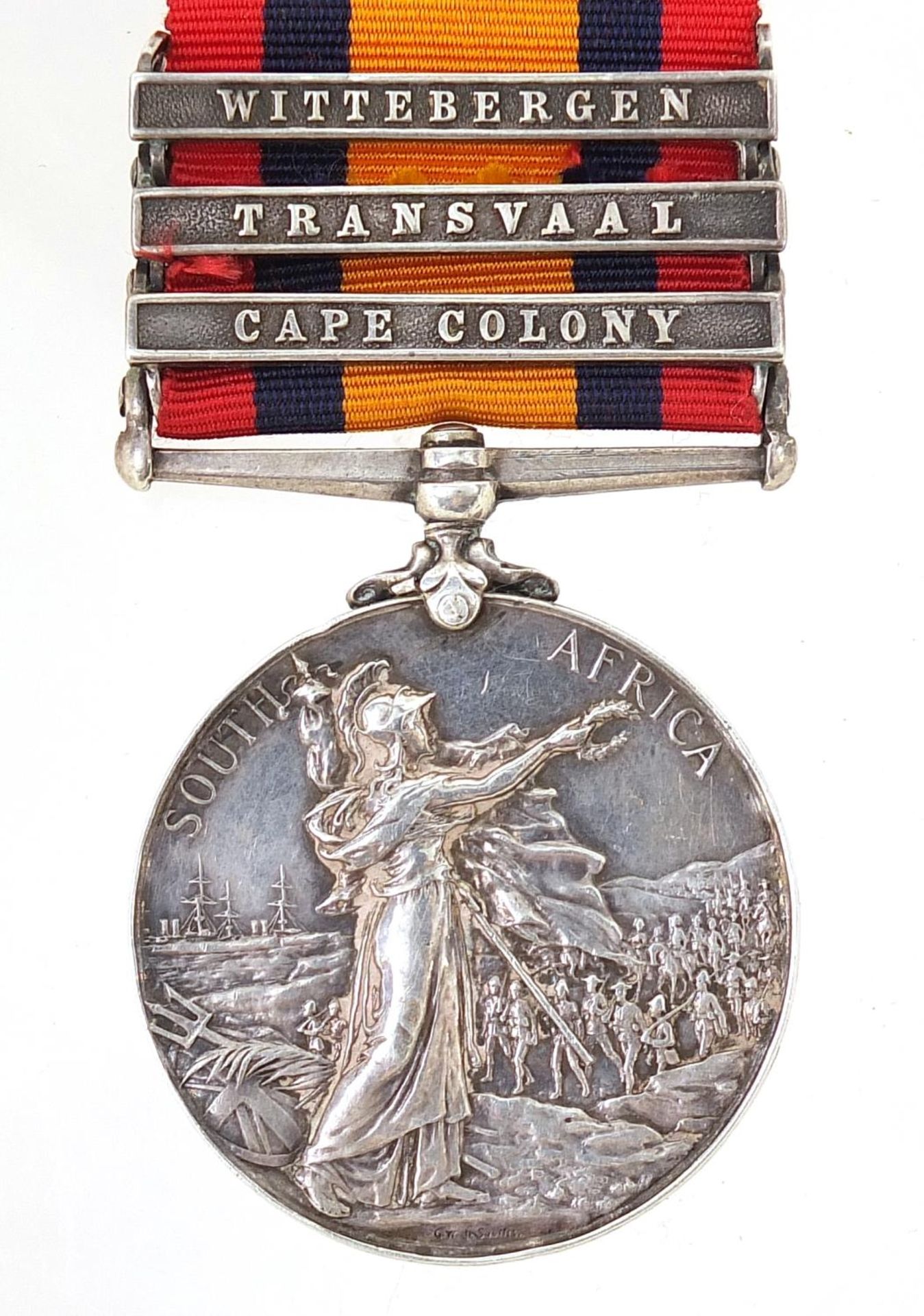 Victorian British military Queen's three bar South Africa medal awarded to PTE G RUSH 2ND BATT S W