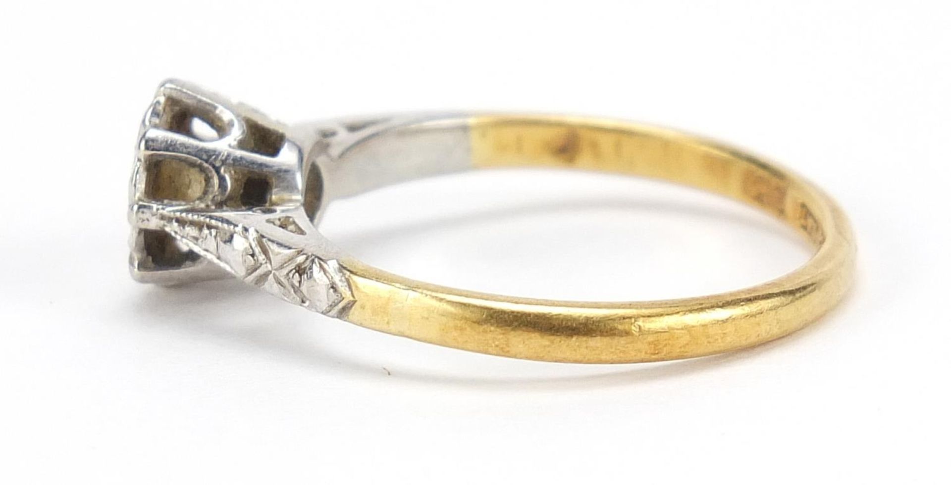 18ct gold and platinum diamond solitaire ring, the diamond approximately 4mm in diameter, size K, - Image 2 of 5