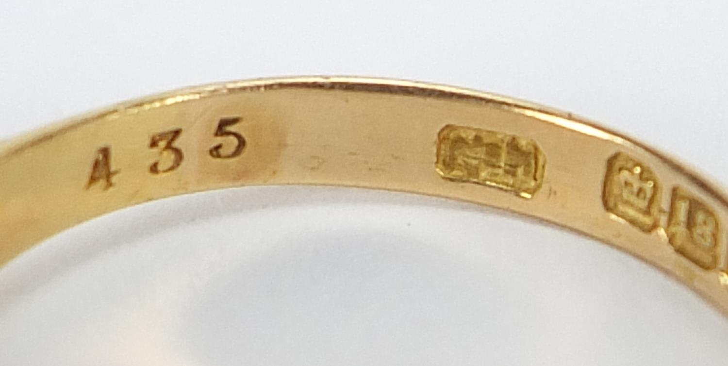 Victorian 18ct gold sapphire and diamond five stone ring, the central sapphire approximately 4.8mm x - Image 4 of 6