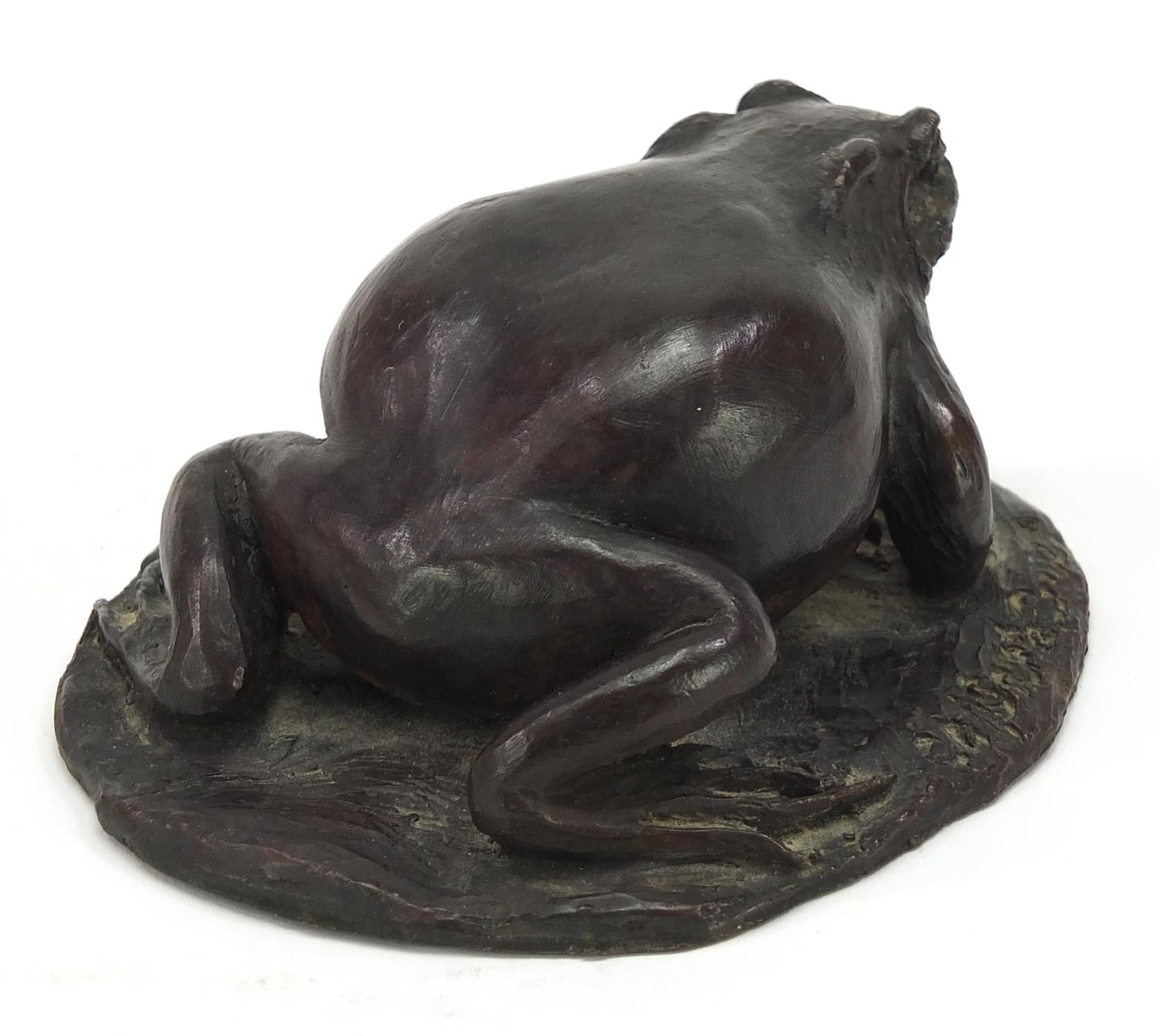 Patinated bronze toad, indistinct signature and impressed studio stamp to the base, 11cm in - Image 2 of 5