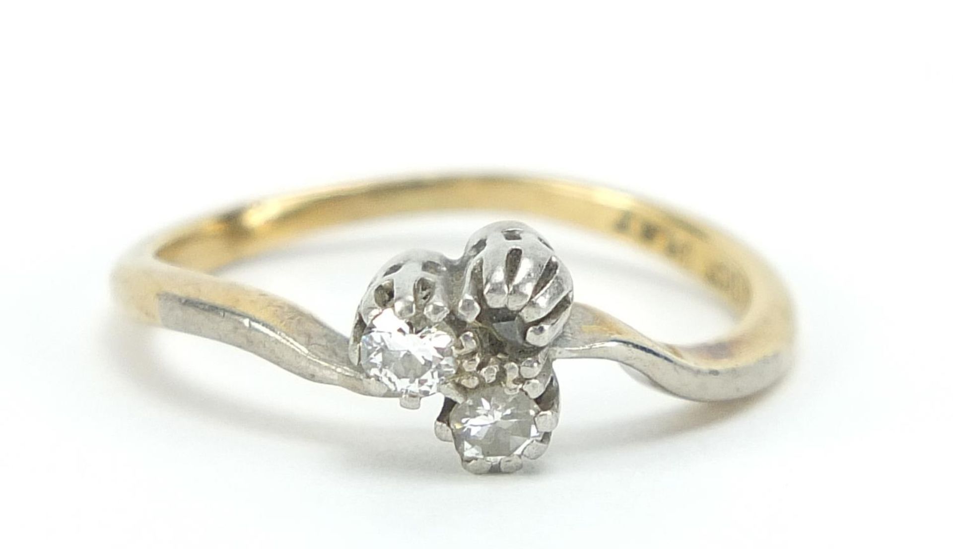 Antique 18ct gold diamond three stone ring, size M, 2.7g :For Further Condition Reports Please Visit