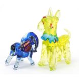 Murano glass Scottie dog and a glass horse, the largest 30cm high :For Further Condition Reports