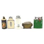 Four vintage table lighters including The Jumbo and a Ronson Combination lighter cigarette case, the