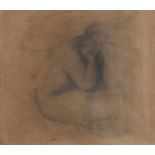 Francisco Zuniga - Nude study, pencil, mounted and housed in a Perspex case, 56cm x 49cm excluding