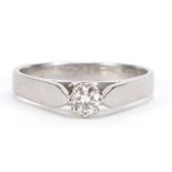 Platinum and diamond solitaire ring, size M, 3.9g :For Further Condition Reports Please Visit Our