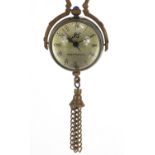 Globular glass and brass fob watch with tassel, 8cm high :For Further Condition Reports Please Visit