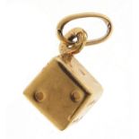 9ct gold dice charm, 1.2cm high, 0.9g :For Further Condition Reports Please Visit Our Website,