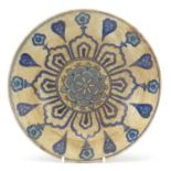 Turkish Kutahya plate hand painted with flowers, possibly Ottoman, 21cm in diameter :For Further