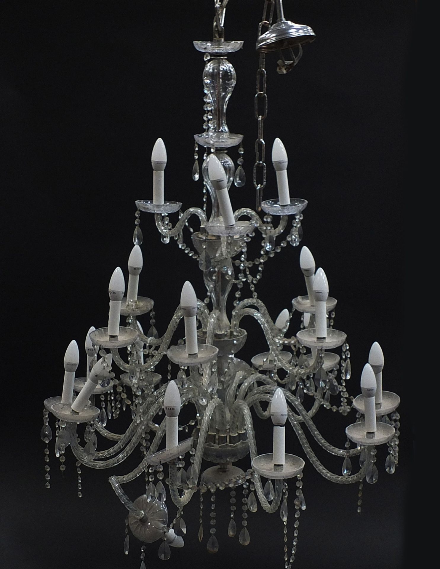 Large three tier glass chandelier with twenty one branches, approximately 110cm high x 90cm in - Image 3 of 4