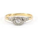 18ct gold and platinum diamond solitaire ring, size O, 2.1g :For Further Condition Reports Please