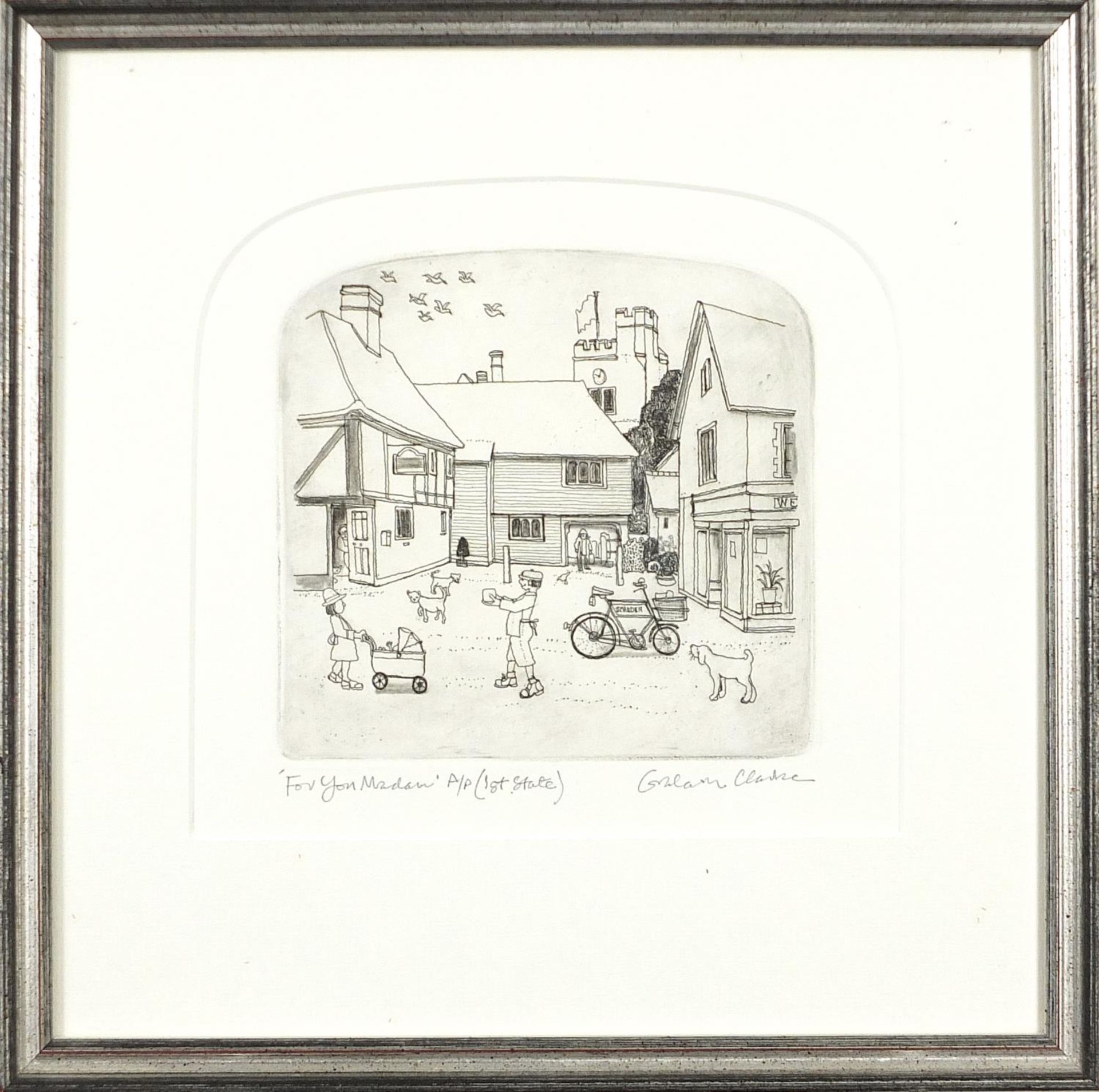 Graham Clarke - For you Madame, artist's proof pencil signed etching, mounted, framed and glazed, - Image 2 of 4