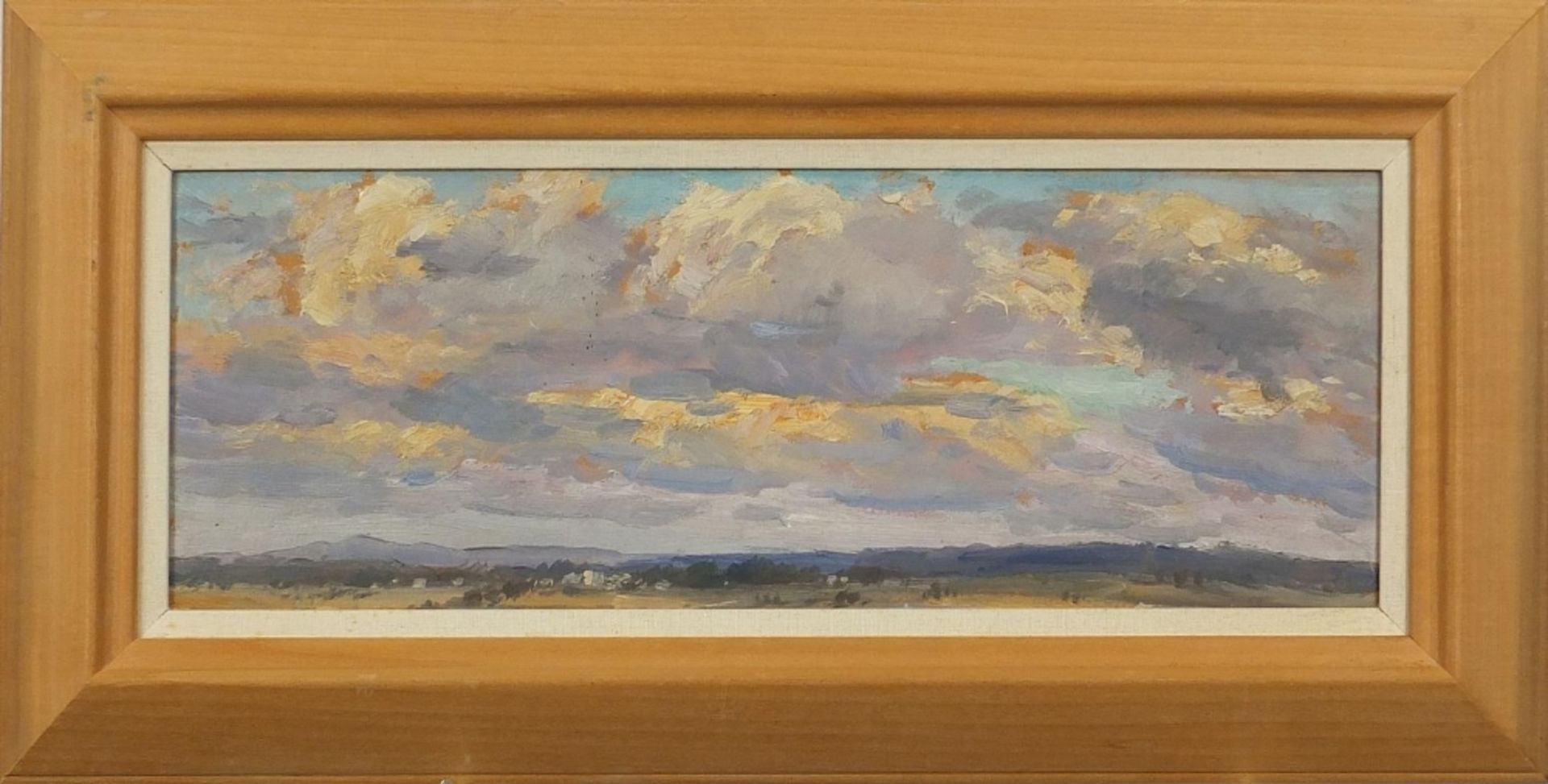 Rural landscape, Impressionist oil on board, mounted and framed, 48.5cm x 17.5cm excluding the mount - Image 2 of 4