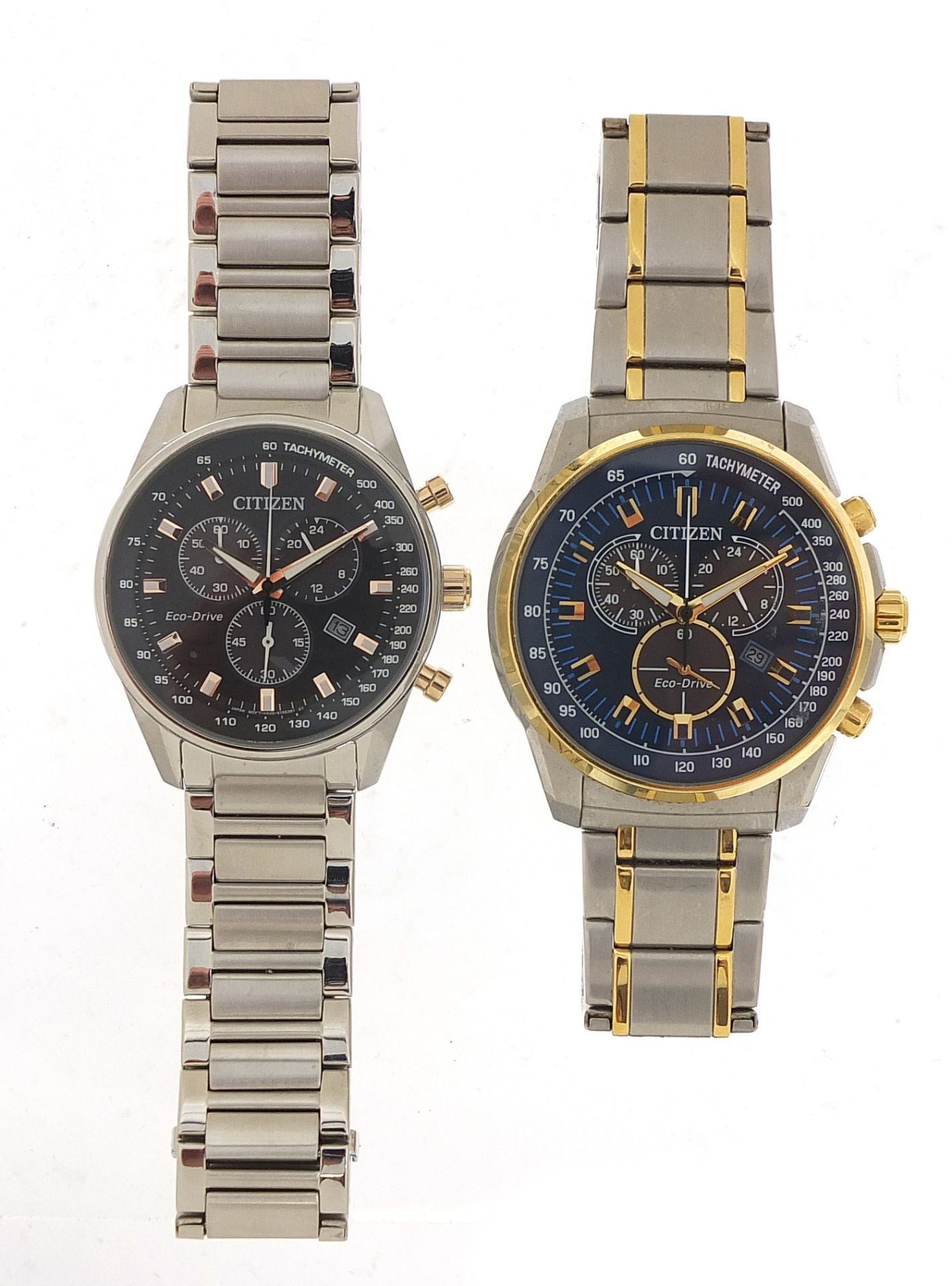 Two gentlemen's Citizens Eco Drive wristwatches with boxes and paperwork, numbered H500-S111084 - Image 2 of 6