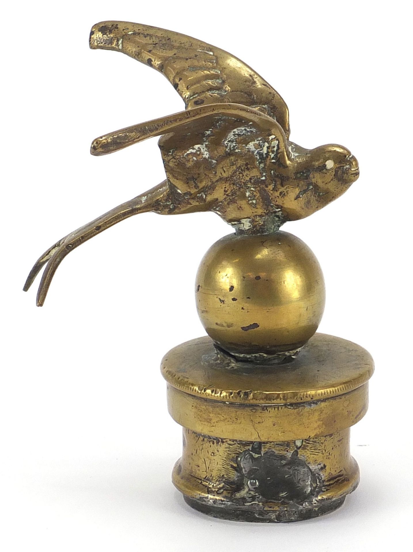 Early 20th century bronze swift car mascot, 14.5cm high :For Further Condition Reports Please
