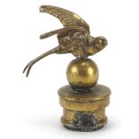 Early 20th century bronze swift car mascot, 14.5cm high :For Further Condition Reports Please