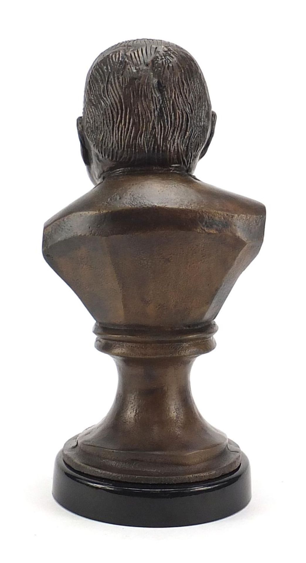 Military interest bronze bust of Winston Churchill raised on a circular ebonised base, 33cm high : - Image 2 of 3