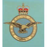 Military interest hand painted RAF panel, framed, 35cm x 31cm excluding the frame :For Further