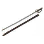 Military interest British military dress sword by Manton & Co of Calcutta and Delhi, 98cm in