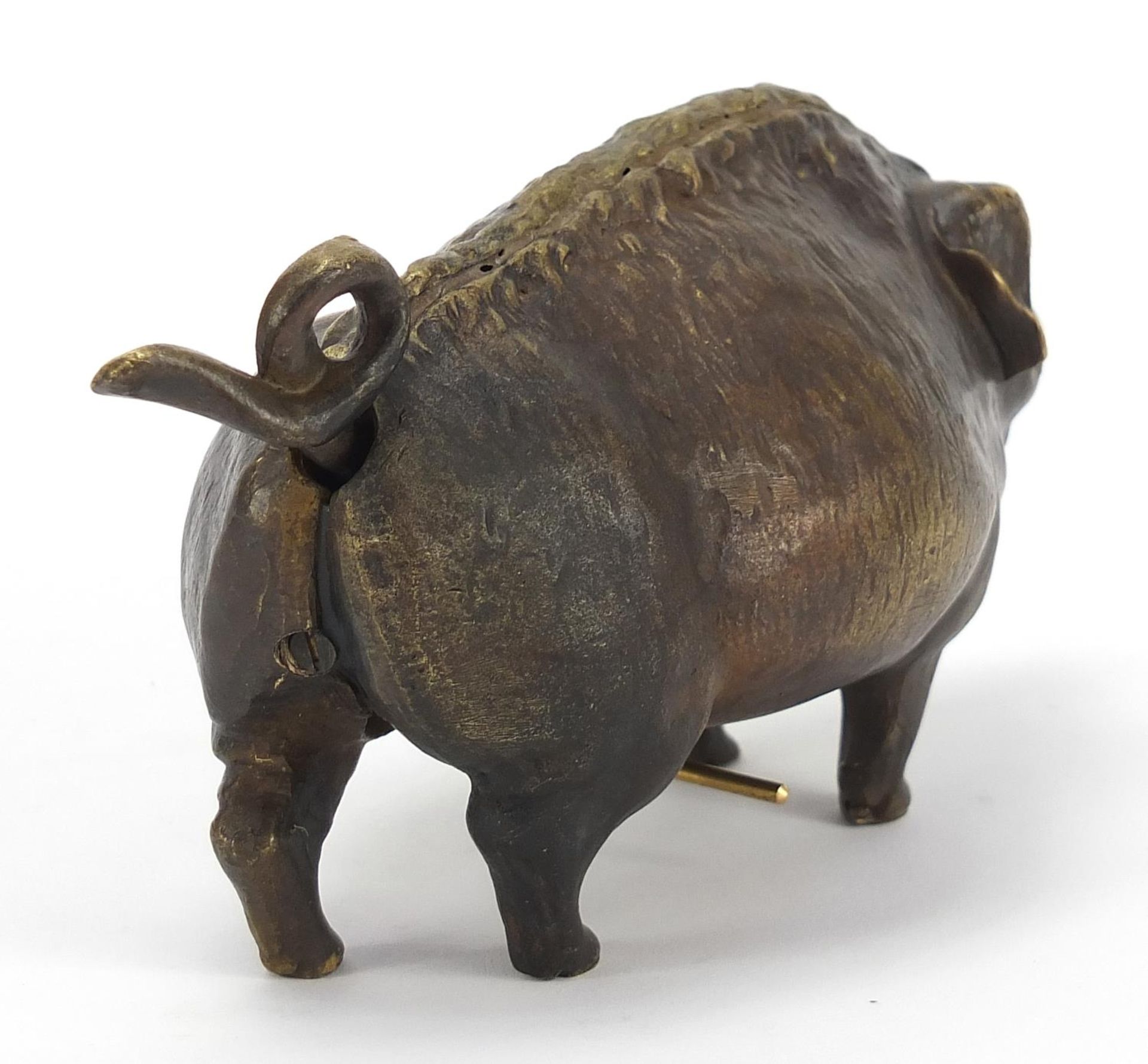 Patinated bronze boar design desk bell, 16.5cm in length :For Further Condition Reports Please Visit - Image 2 of 3