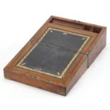 Victorian campaign style walnut writing slope with brass mounts, 15cm H x 30cm W x 22.5cm D :For
