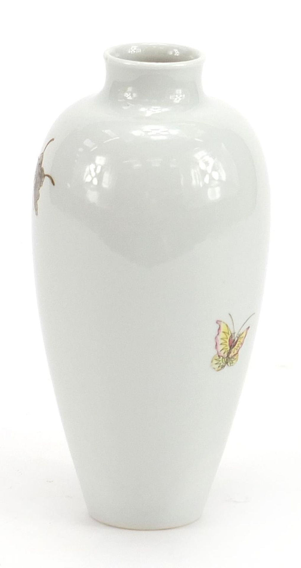 Chinese porcelain vase finely hand painted in the famille rose palette with butterflies amongst - Image 3 of 8