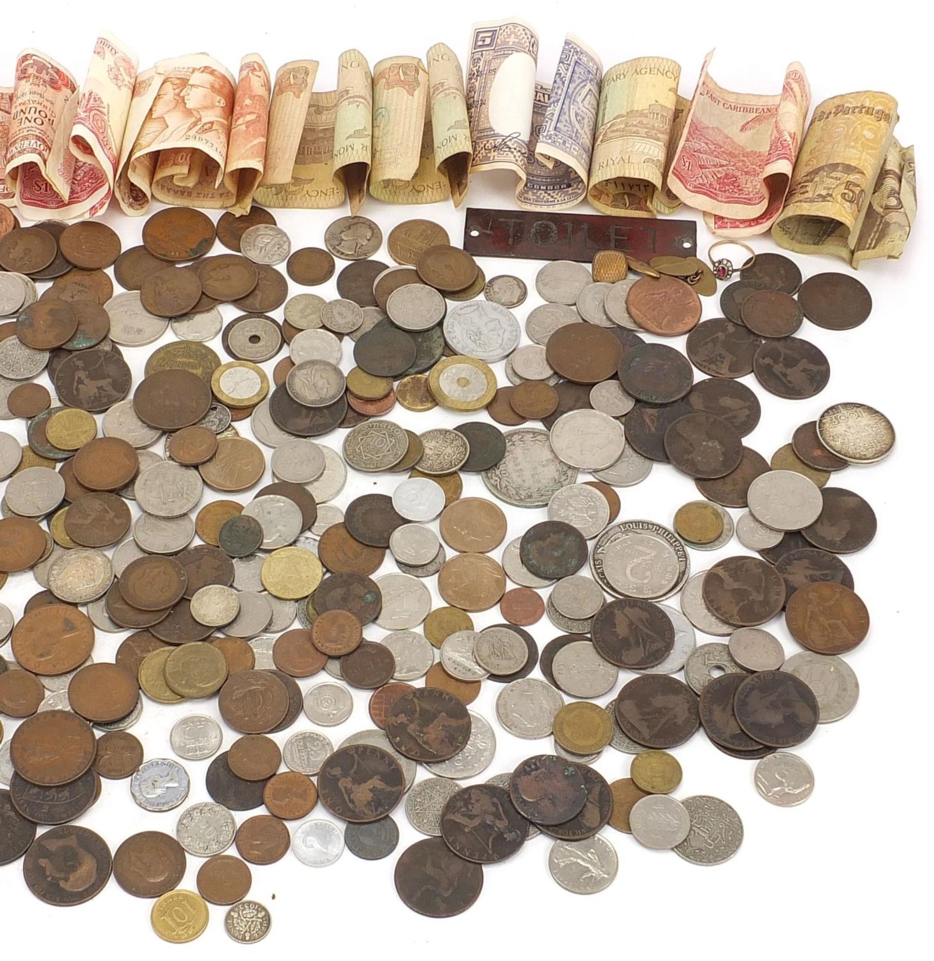 Collection of antique and later British and world coinage and banknotes together with a metal toilet - Image 3 of 3