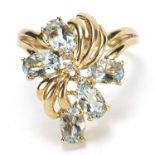 9ct gold aquamarine and diamond ring, size M, 3.3g :For Further Condition Reports Please Visit Our