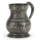 Antique half gallon pewter tankard, 19.5cm high :For Further Condition Reports Please Visit Our