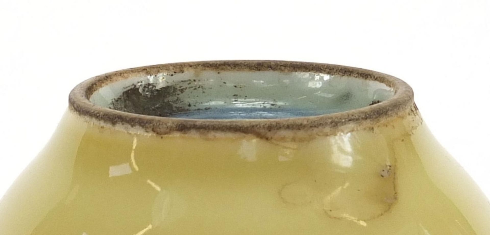 Chinese porcelain garlic head vase having a yellow monochrome glaze, blue ring marks to the base, - Image 8 of 8