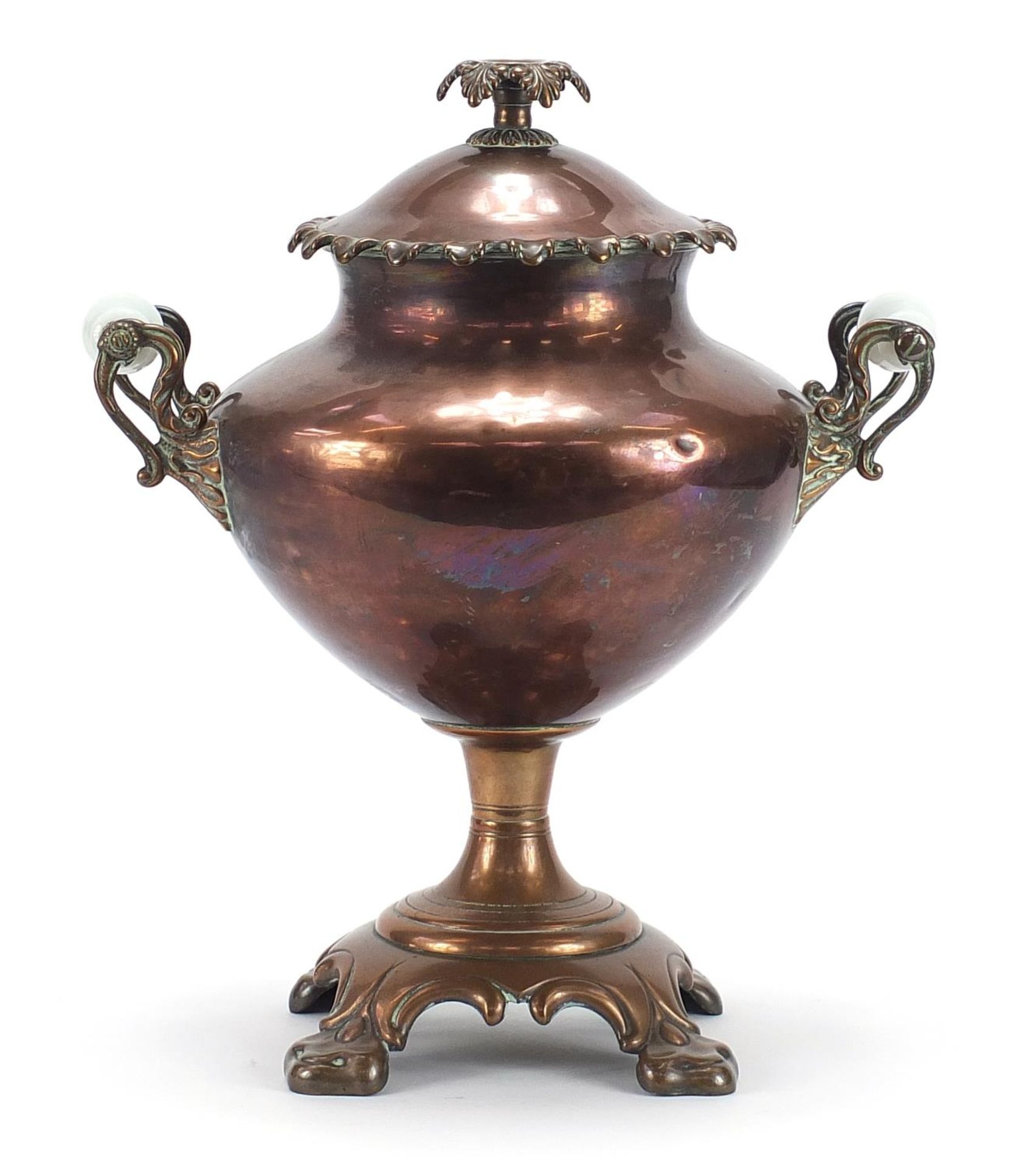 19th century copper and brass samovar impressed Warranted Best London Manufacture to the inside of - Bild 2 aus 5