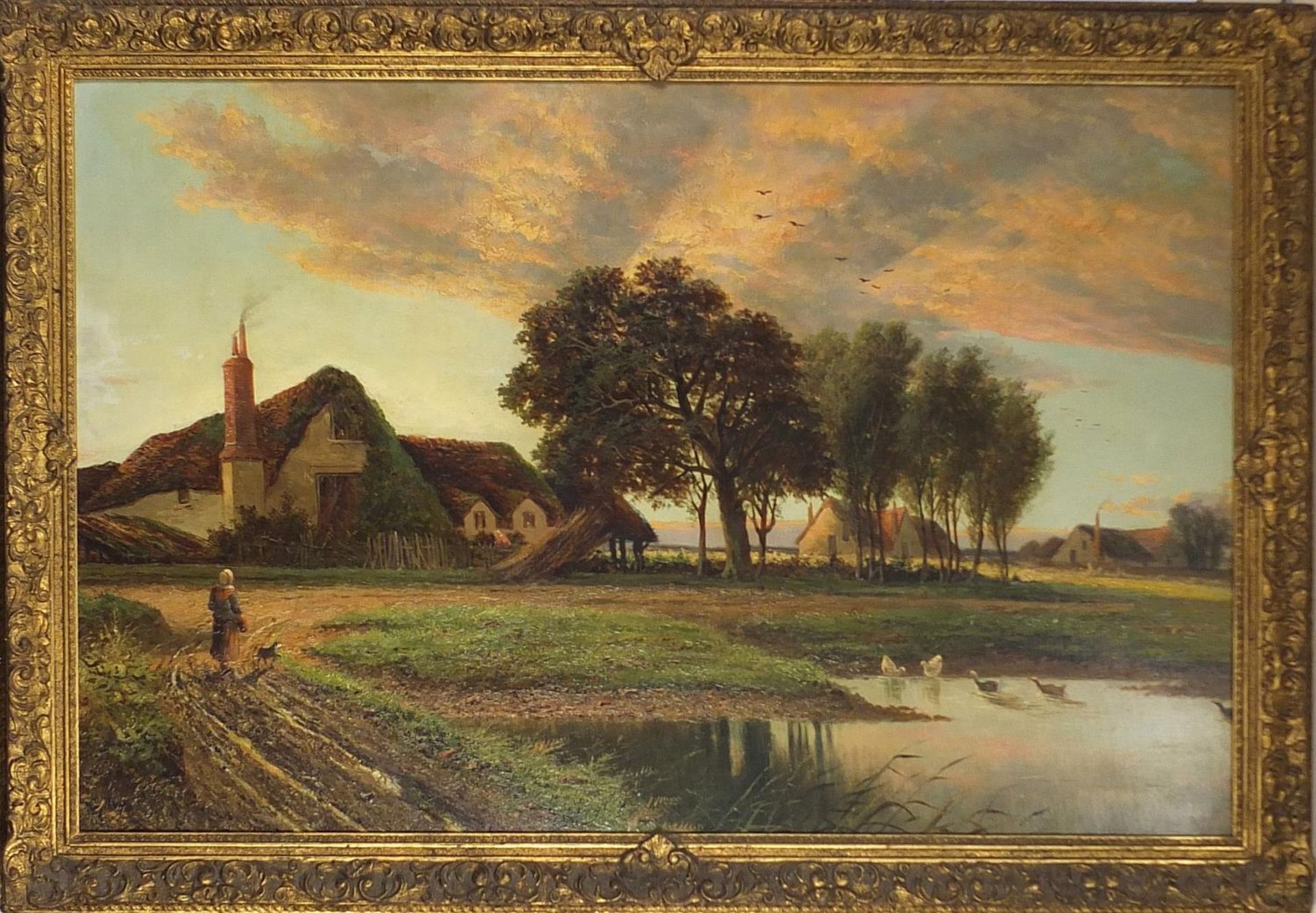 Attributed to Benjamin Williams Leader - Figure before cottages and trees, 19th century English - Image 2 of 4